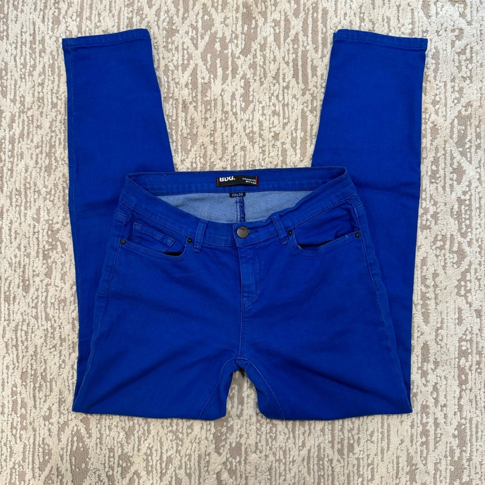 BDG Cigarette Mid Rise - Cobalt Blue Denim - Size 29